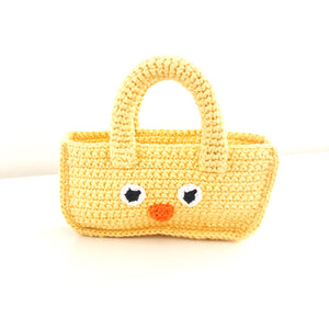 Handmade Crochet Yellow Chick Easter Basket