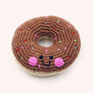 Handmade Fair Trade Crochet Cotton  Chocolate Donut Rattle