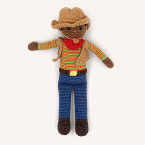 Handmade Crochet Cowboy Doll with Sombrero