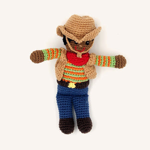 Handmade Cowboy Doll Rattle with Sombrero