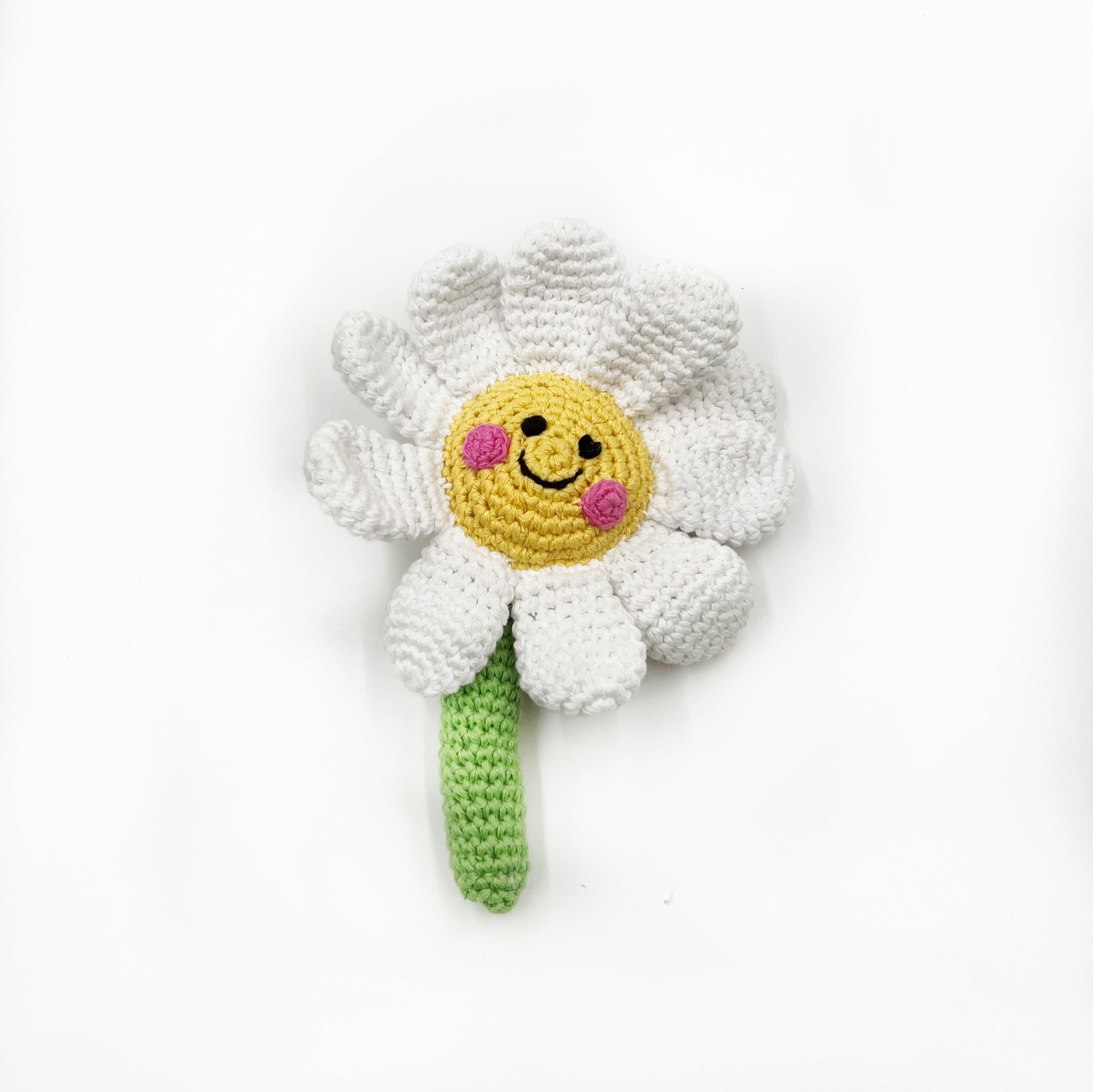 Daisy Flower Rattle crochet with organic cotton yarn