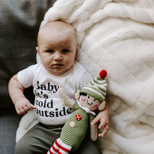 Baby holding Organic Cotton Elf Kids Toy