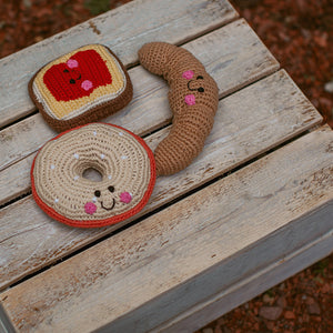 Organic Bakery Toy Rattles - Bagel, Toast, Croissant