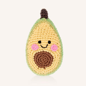 Handmade Crochet Friendly Avocado Stuffed Toy Baby Rattle