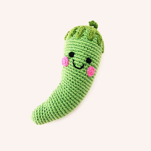 Green Crochet Chili Pepper Baby Rattle