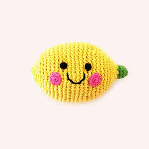 Handmade Crochet Organic Cotton Lemon Baby Rattle