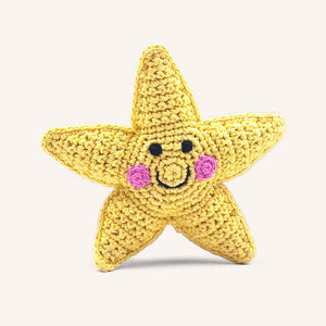 Yellow Star Baby Toy crochet with organic cotton yarn