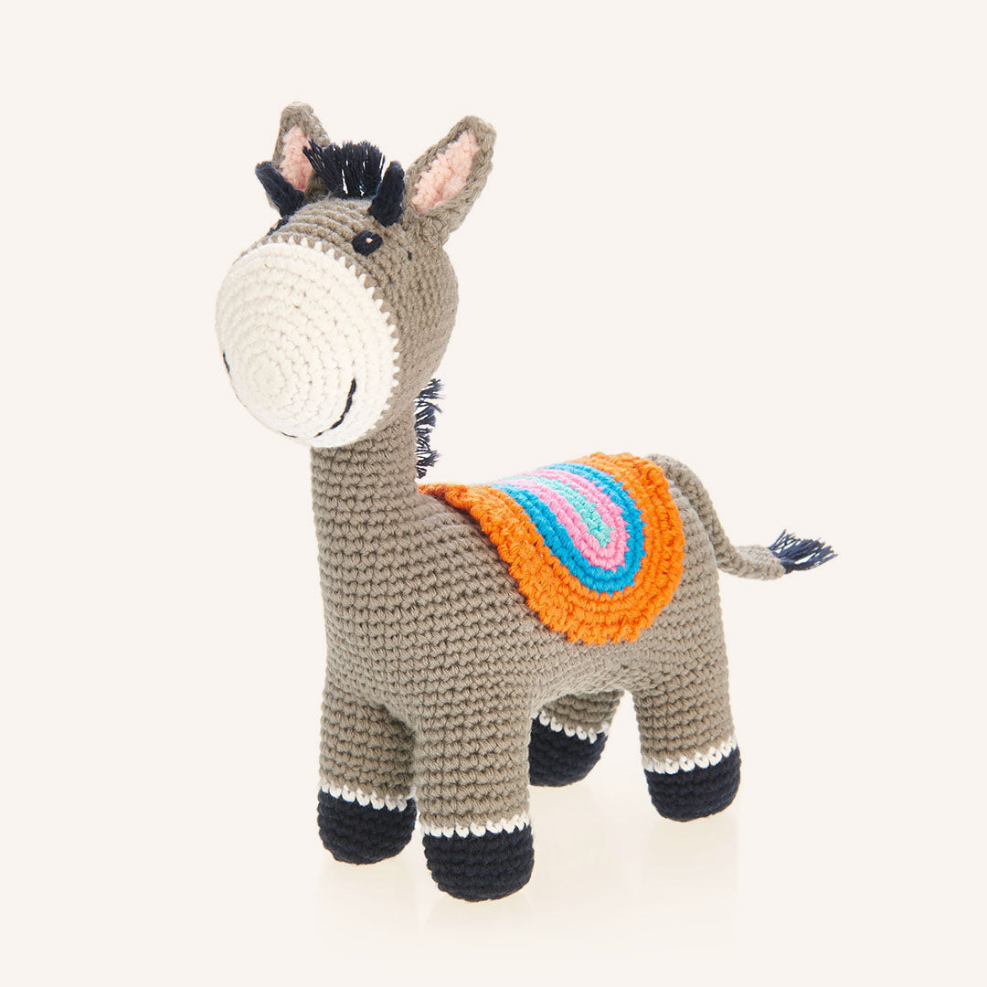 Crochet Organic Cotton Donkey with Colorful Blanket Saddle