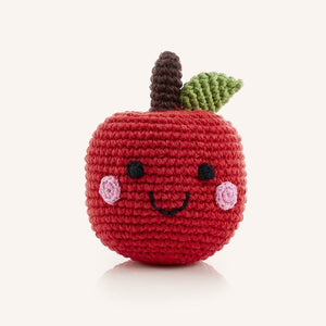 Crochet Plush Toy Red Apple Rattle