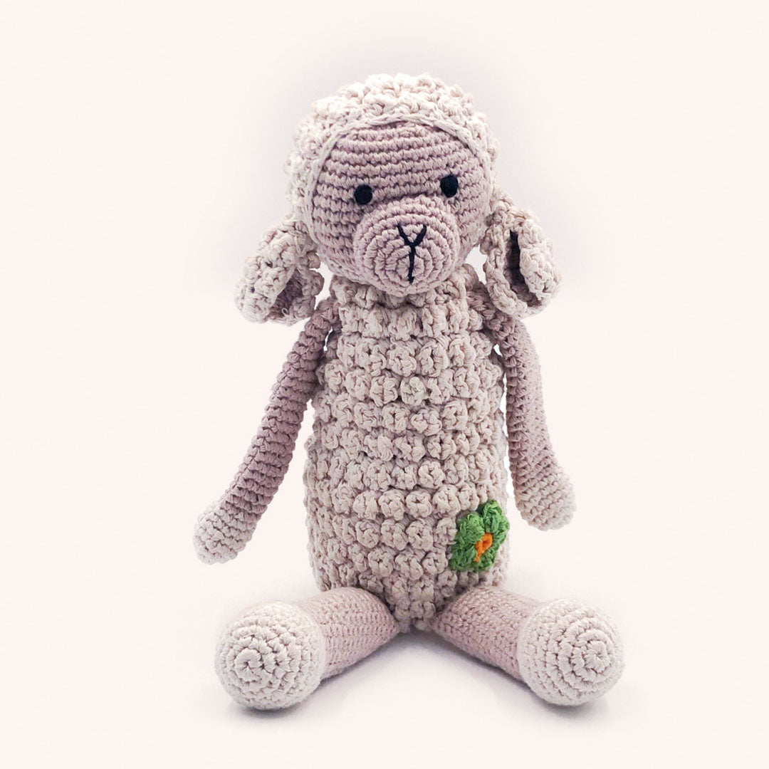 Organic Cotton Crochet Baby Lamb Plush Toy