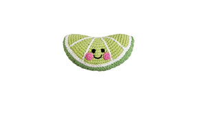 Handmade crochet organic lime rattle
