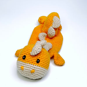 Handmade Organic Cotton Crochet Orange Dino Baby Toy