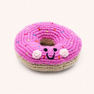 Handmade Fair Trade Crochet Cotton Pink Donut Rattle