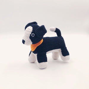 Crochet Handmade Fair Trade Black and White Sheepdog Plush Toy
