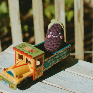 Toy Truck with Purple Egglplant Plush Toy Rattle