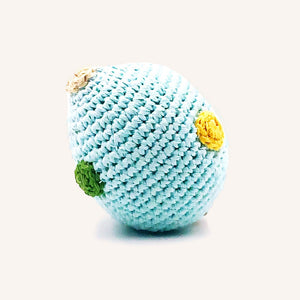 Light Turquoise Crochet Easter Egg Toy with Multi-colored spots