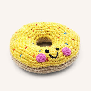 Handmade Fair Trade Crochet Cotton Yellow Donut Rattle