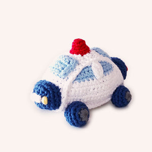 Crochet Cotton Police Car Plush Toy