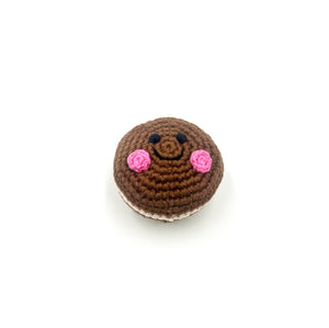 Chocolate Handmade Crochet Macaron Cookie Baby Rattle Toy