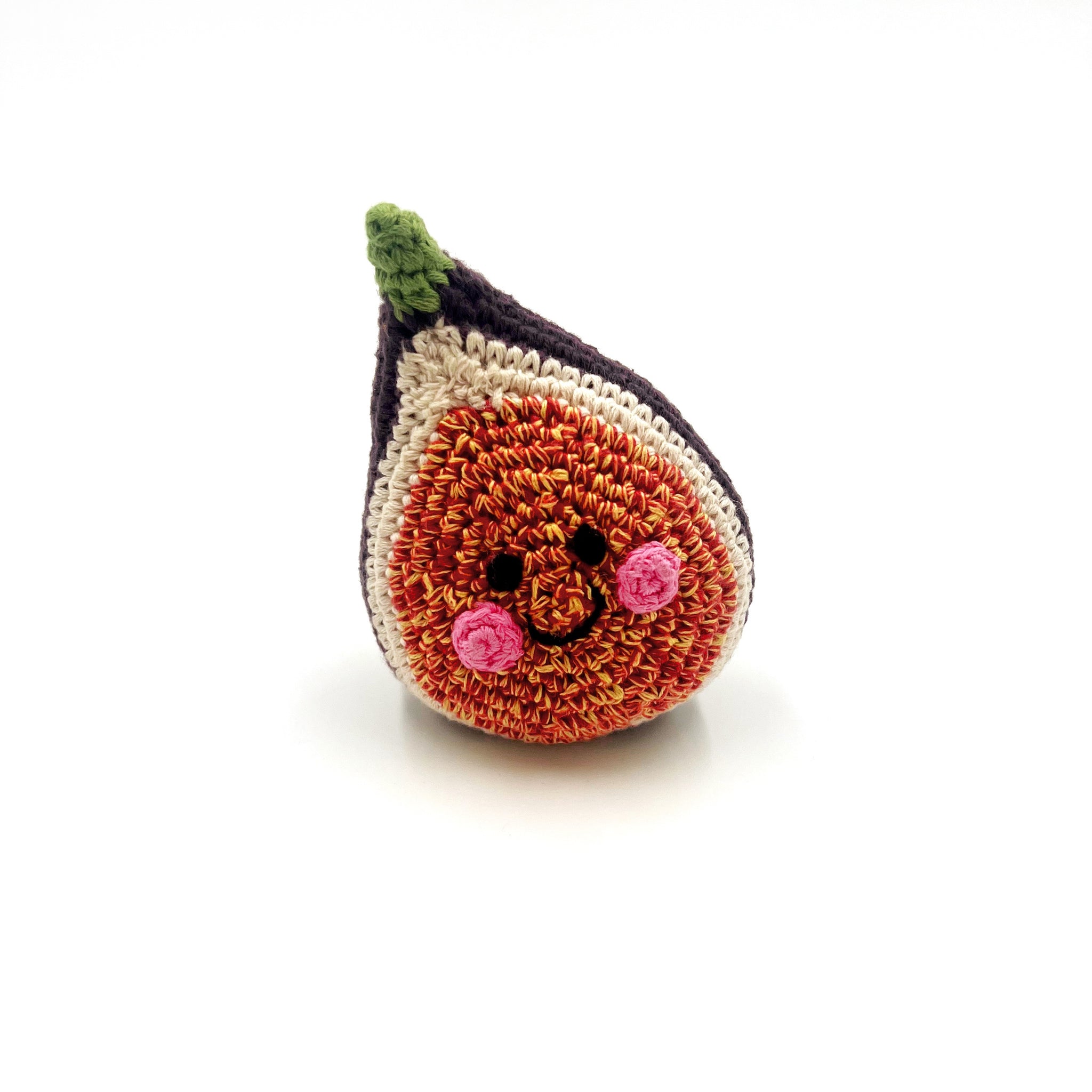 Handmade Crochet Organic Cotton Fig Baby Rattle