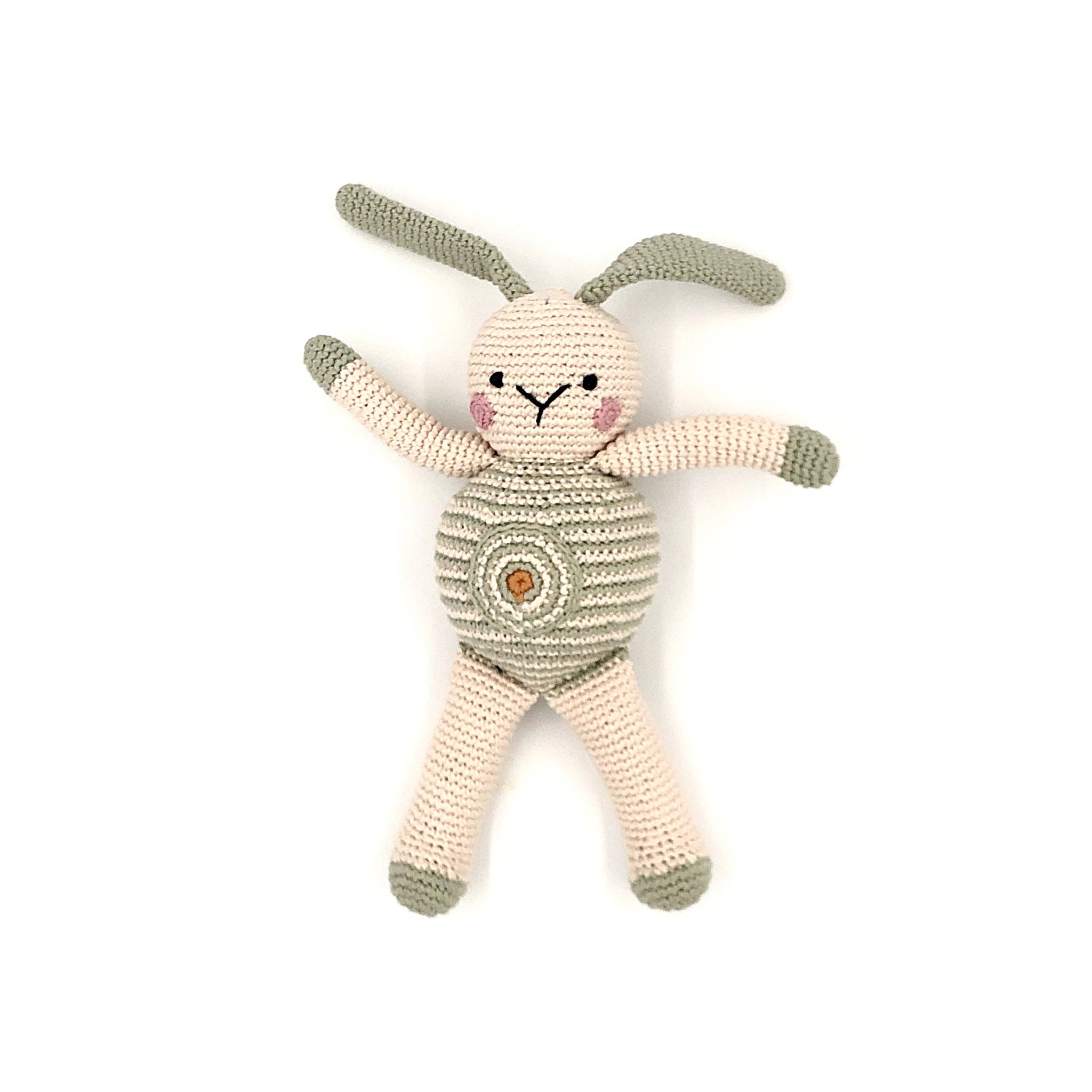 Plush Baby Bunny Rattle - Teal Spot