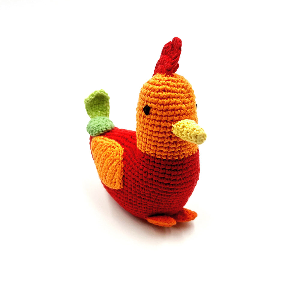 Baby Rooster Toy Handmade with Organic Cotton Yarn