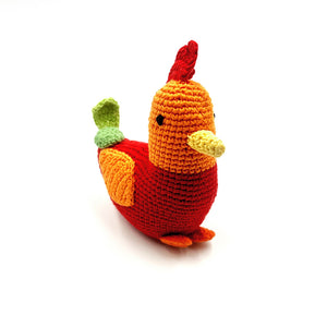 Baby Rooster Toy Handmade with Organic Cotton Yarn