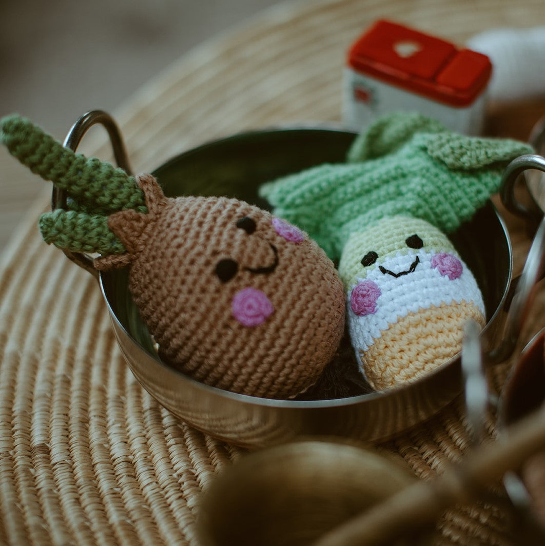 Handmade Crochet Bok Choy and Onion Plush Toys